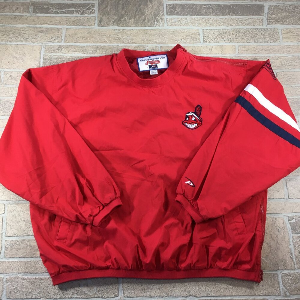 Cleveland Indians MLB Team Embroidered Red Pullover Windbreaker Men's 2XL